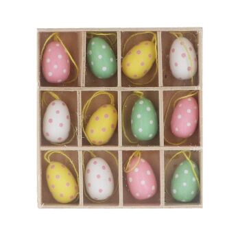 Polka Dot Mini Wooden Eggs - Box of 12