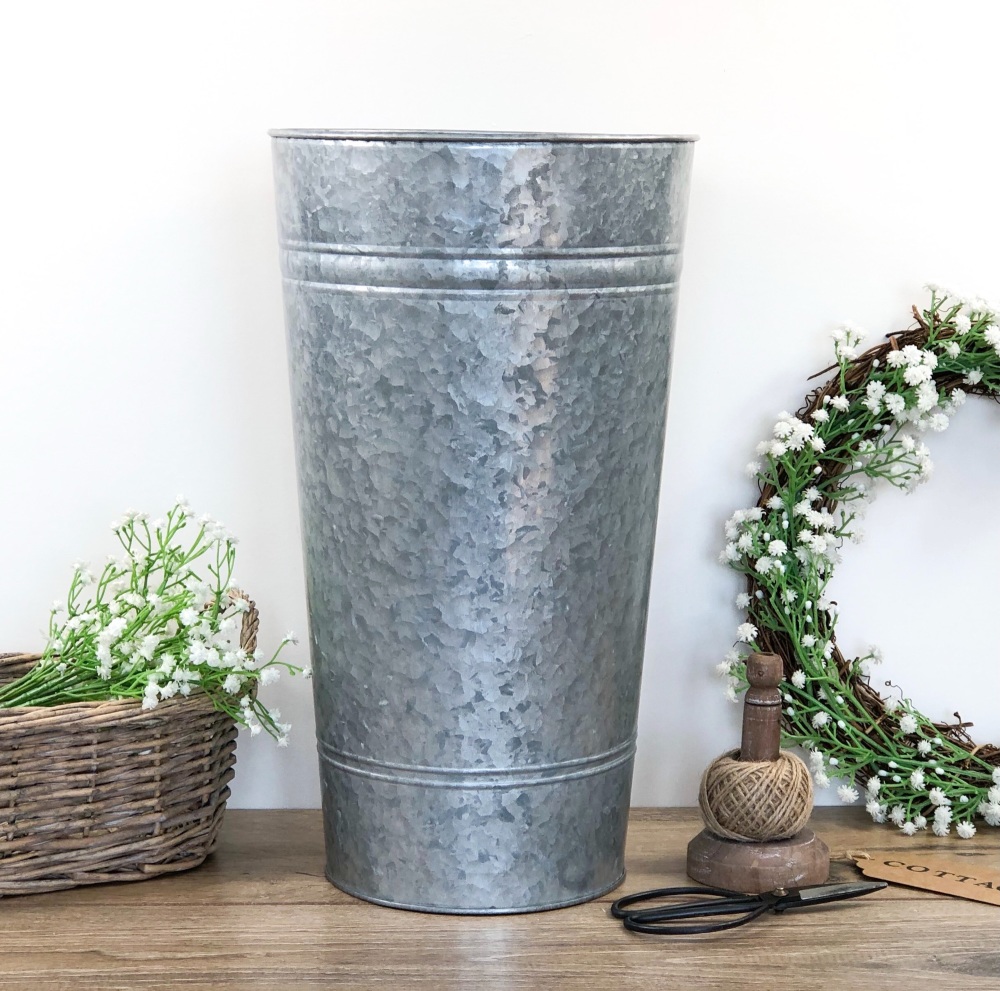 Tall Market Vase - Galvanised Metal