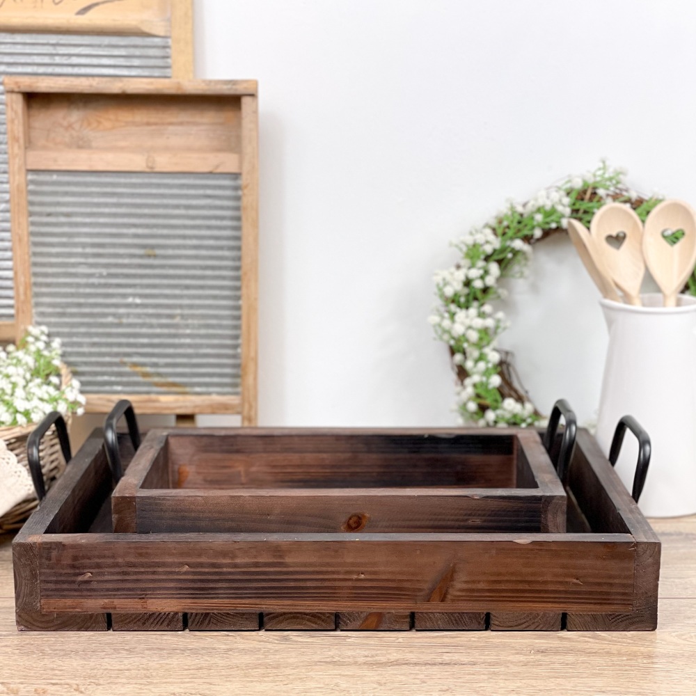 Chunky Wooden Trays - Set Of Two