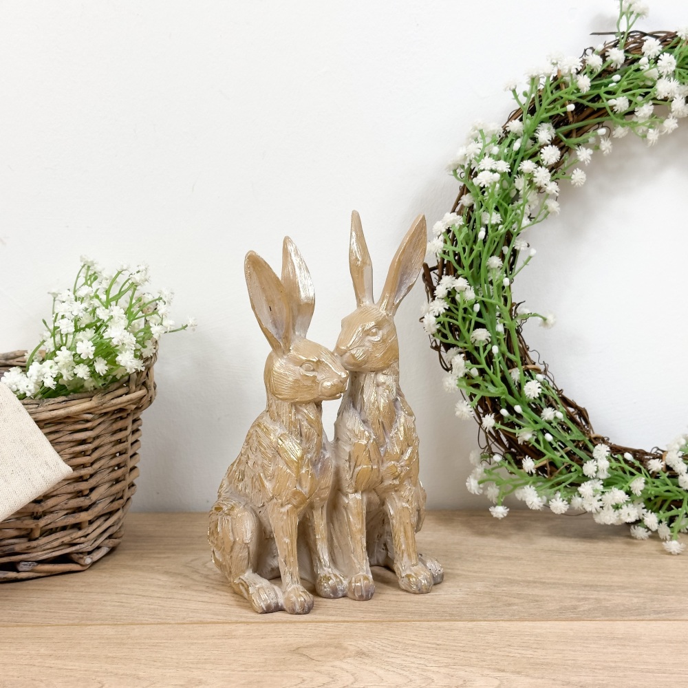 Together - Driftwood Effect Hare Sculpture