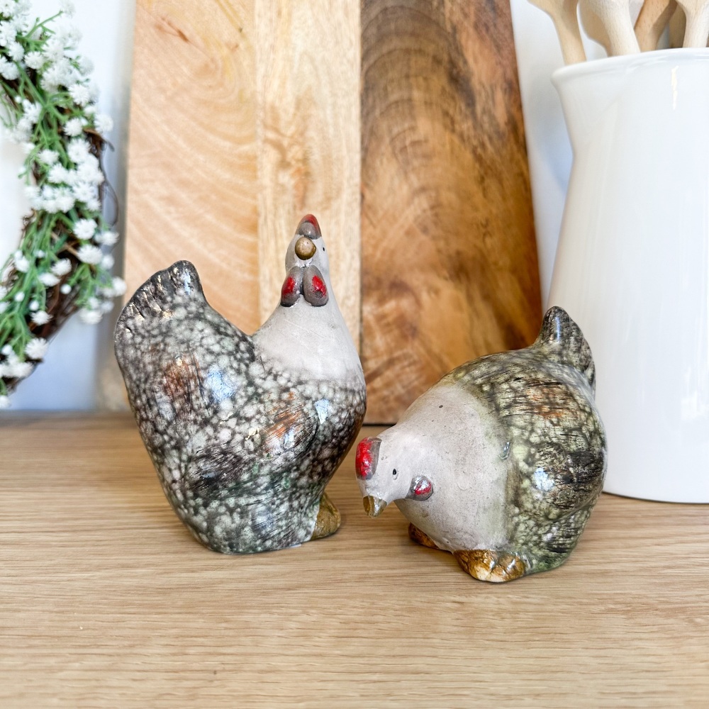 Ceramic Country Hens - (Set of Two)