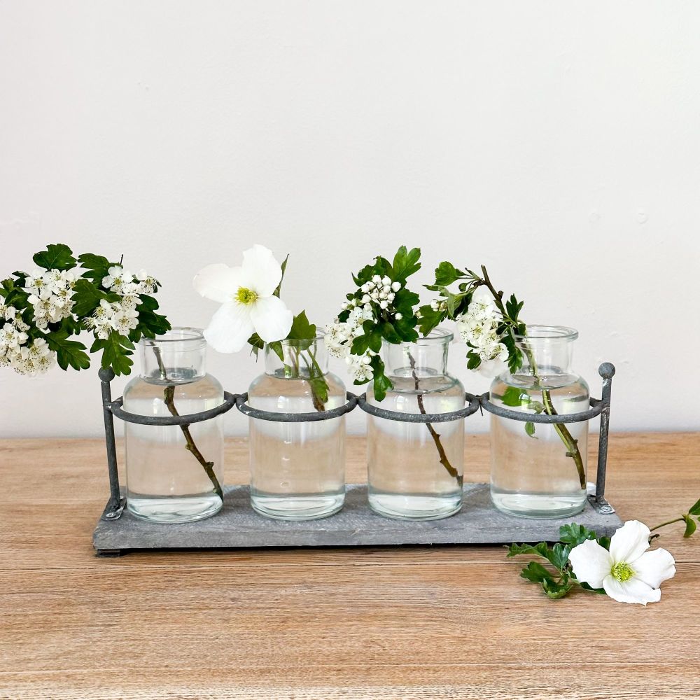 Glass Bottle - Rustic Flower Tray