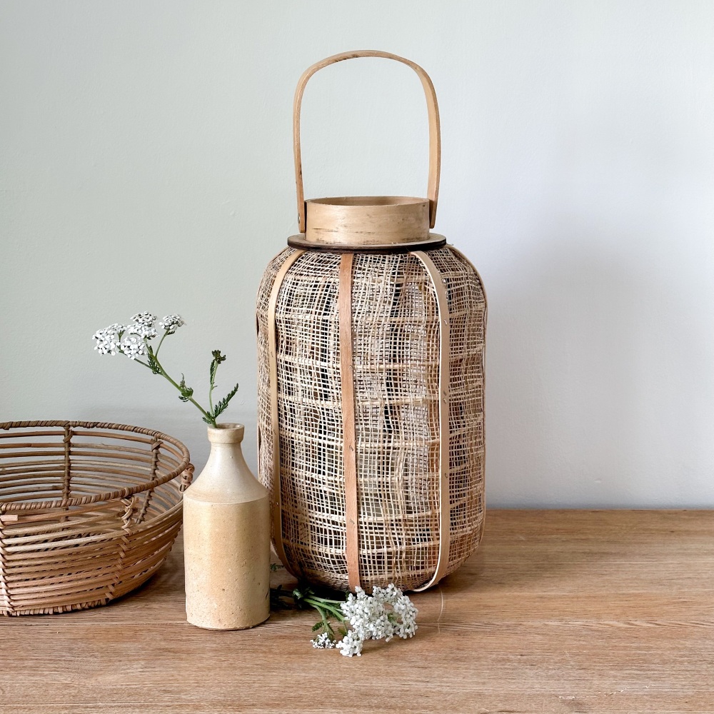 Natural Hessian - Bamboo Lantern (Available in Small + Large)
