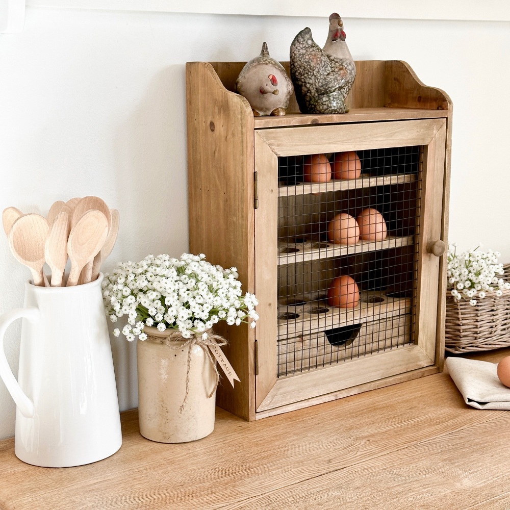 Large Wooden Egg Cabinet - Wall Mounted