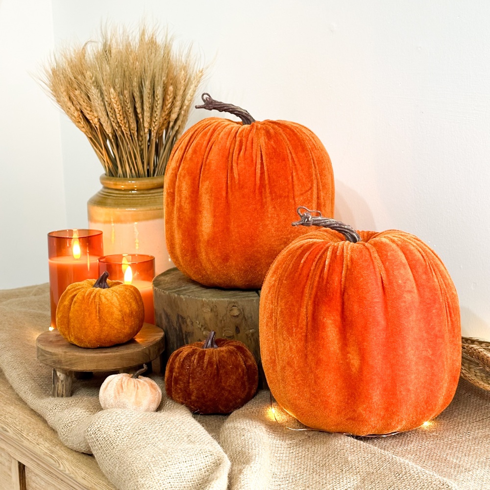 Orange Velvet Pumpkin - Large