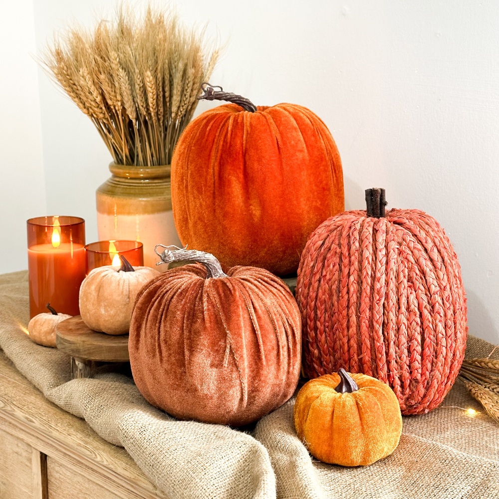 Orange Velvet Pumpkin - Large