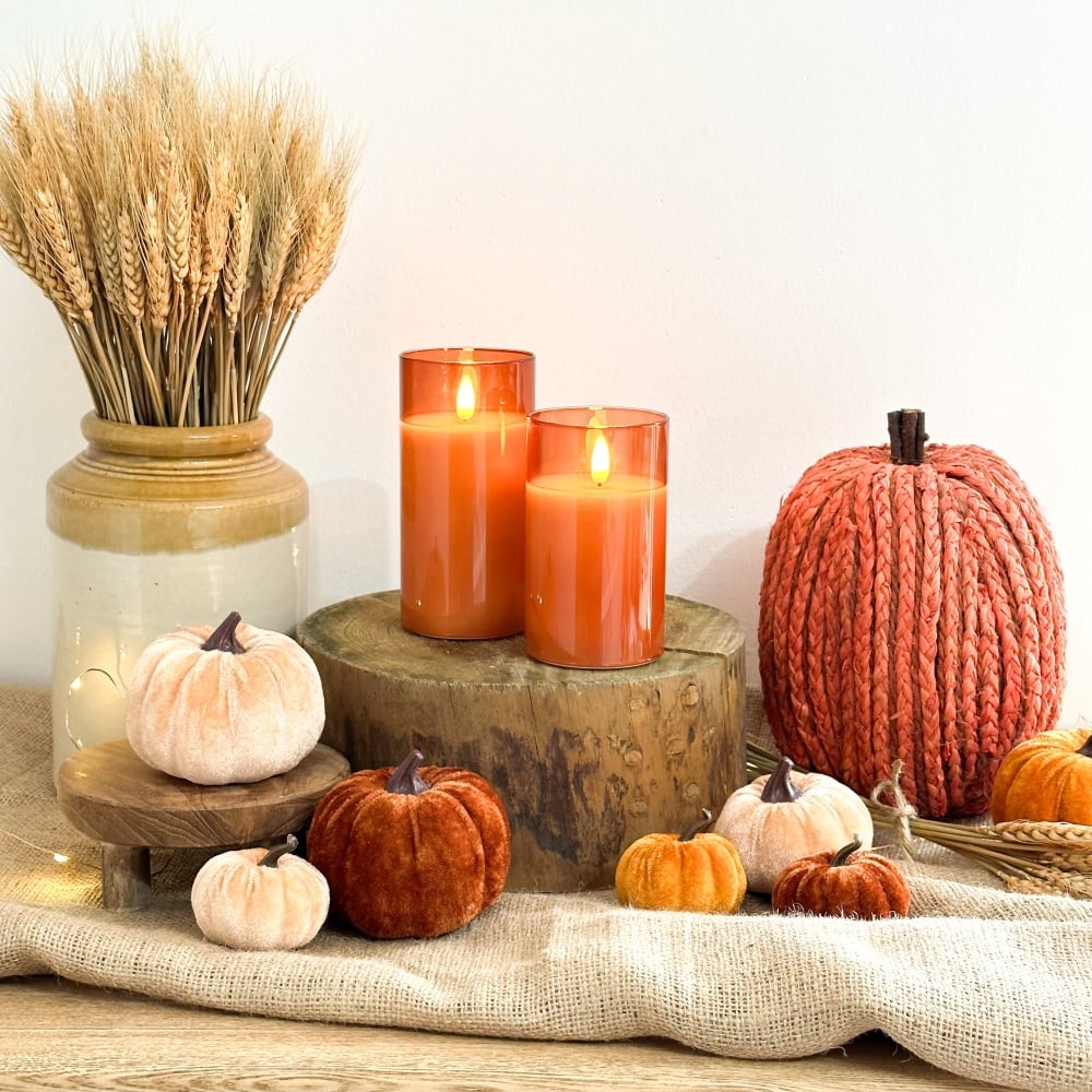 Amber Glass - LED Candles - In Two Sizes