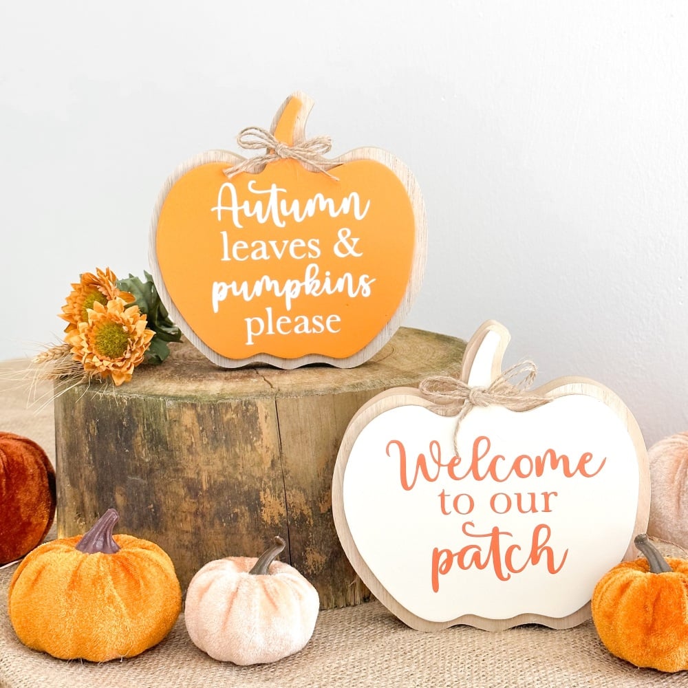 Autumn Leaves - Pumpkin Shaped Sign