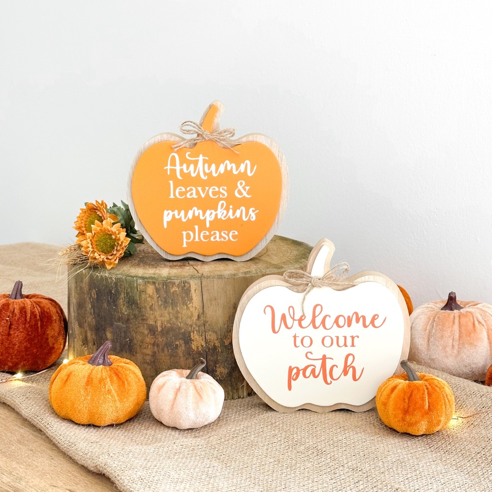 Autumn Leaves - Pumpkin Shaped Sign