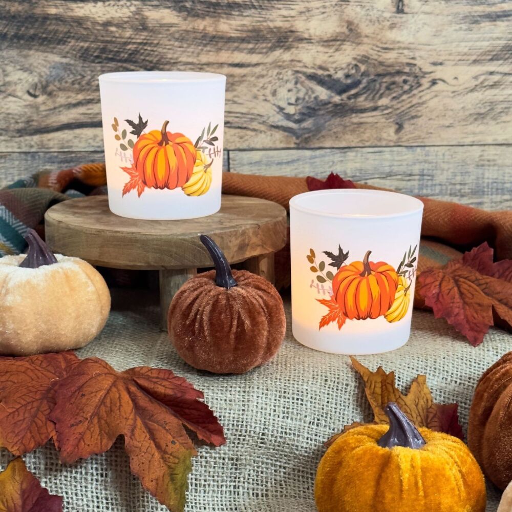 Pumpkin Glass - Tea Light Holder