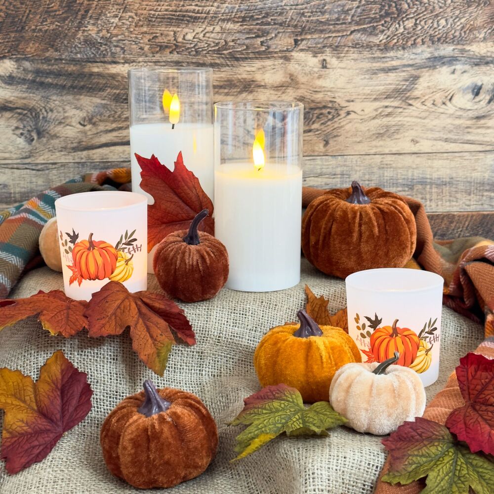 Pumpkin Glass - Tea Light Holder