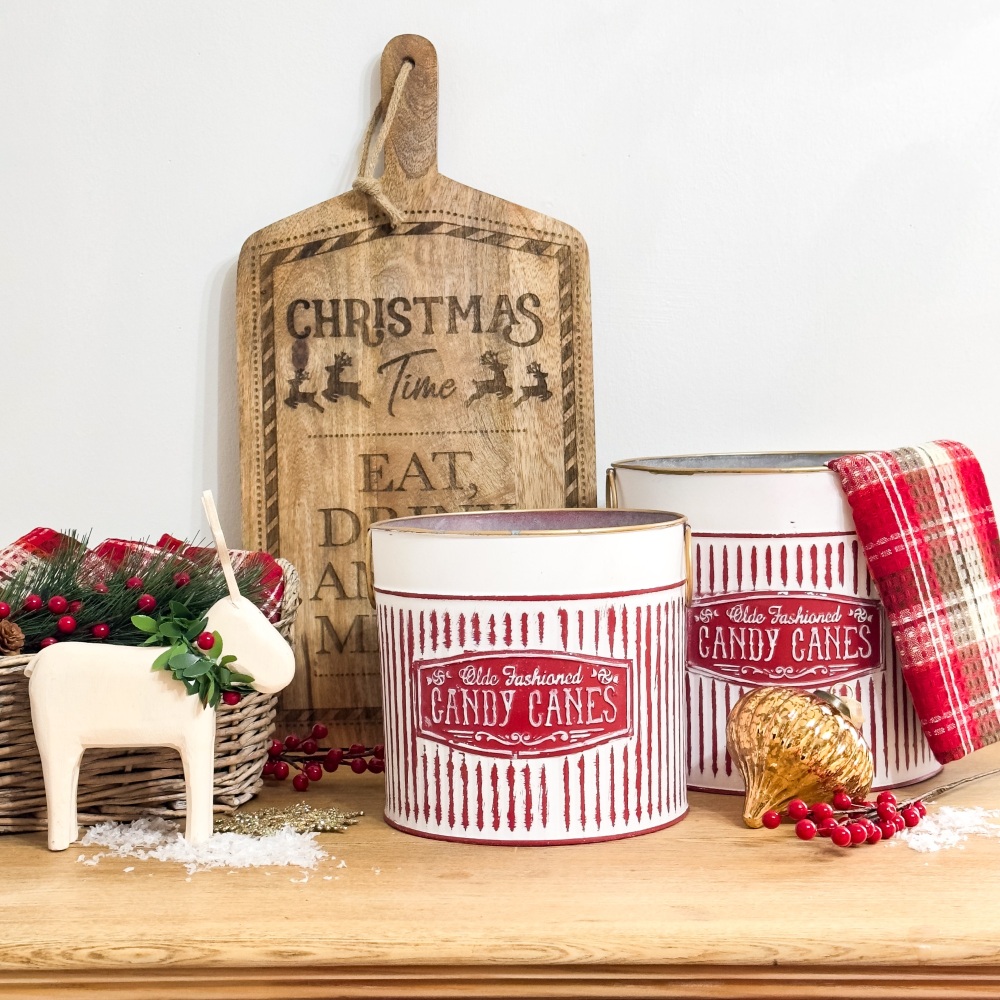 Candy Cane - Storage Pots - Set Of Two