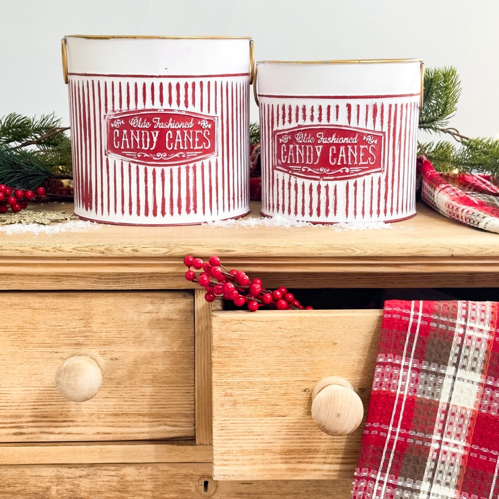 Candy Cane - Storage Pots - Set Of Two