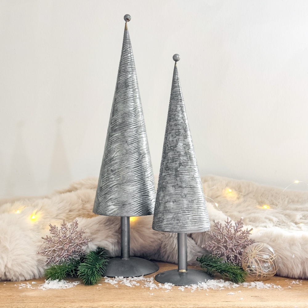 Metal Cone Christmas Trees - Set of Two