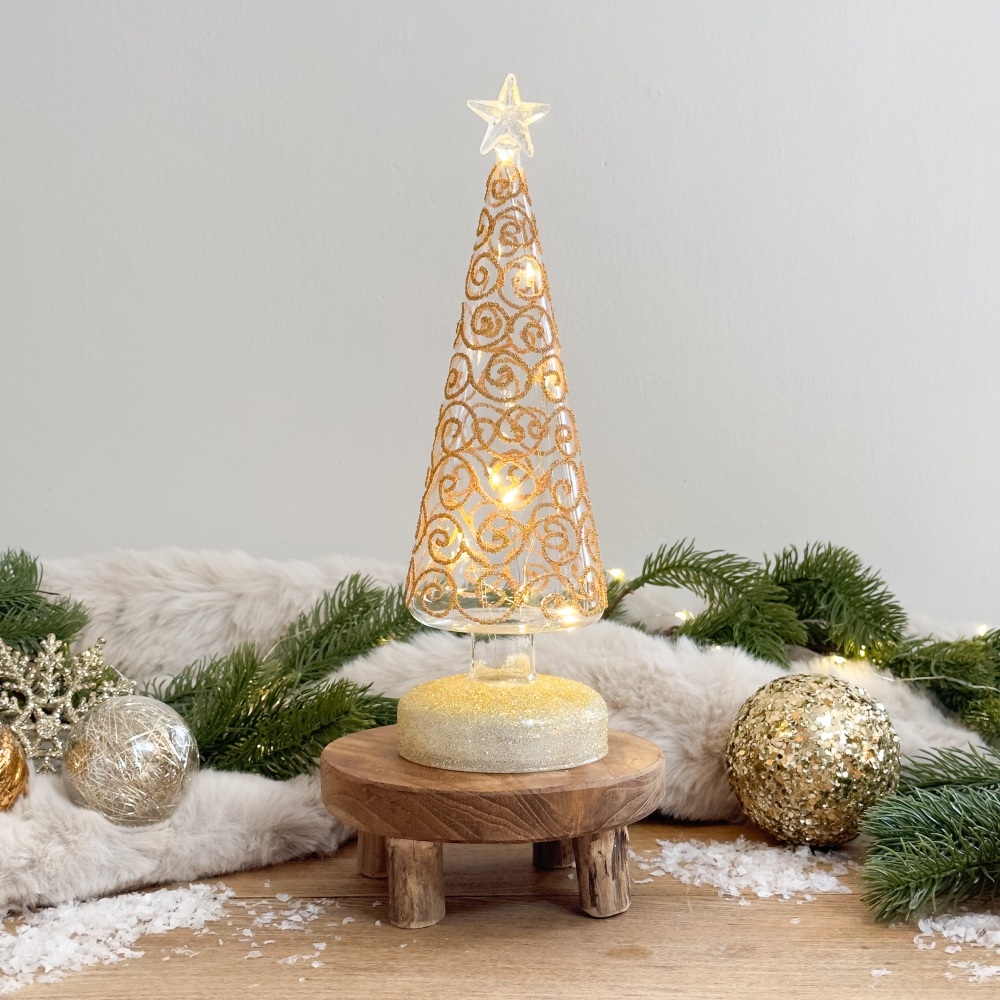 Gilded Christmas Trees - Glass Lit Christmas Tree