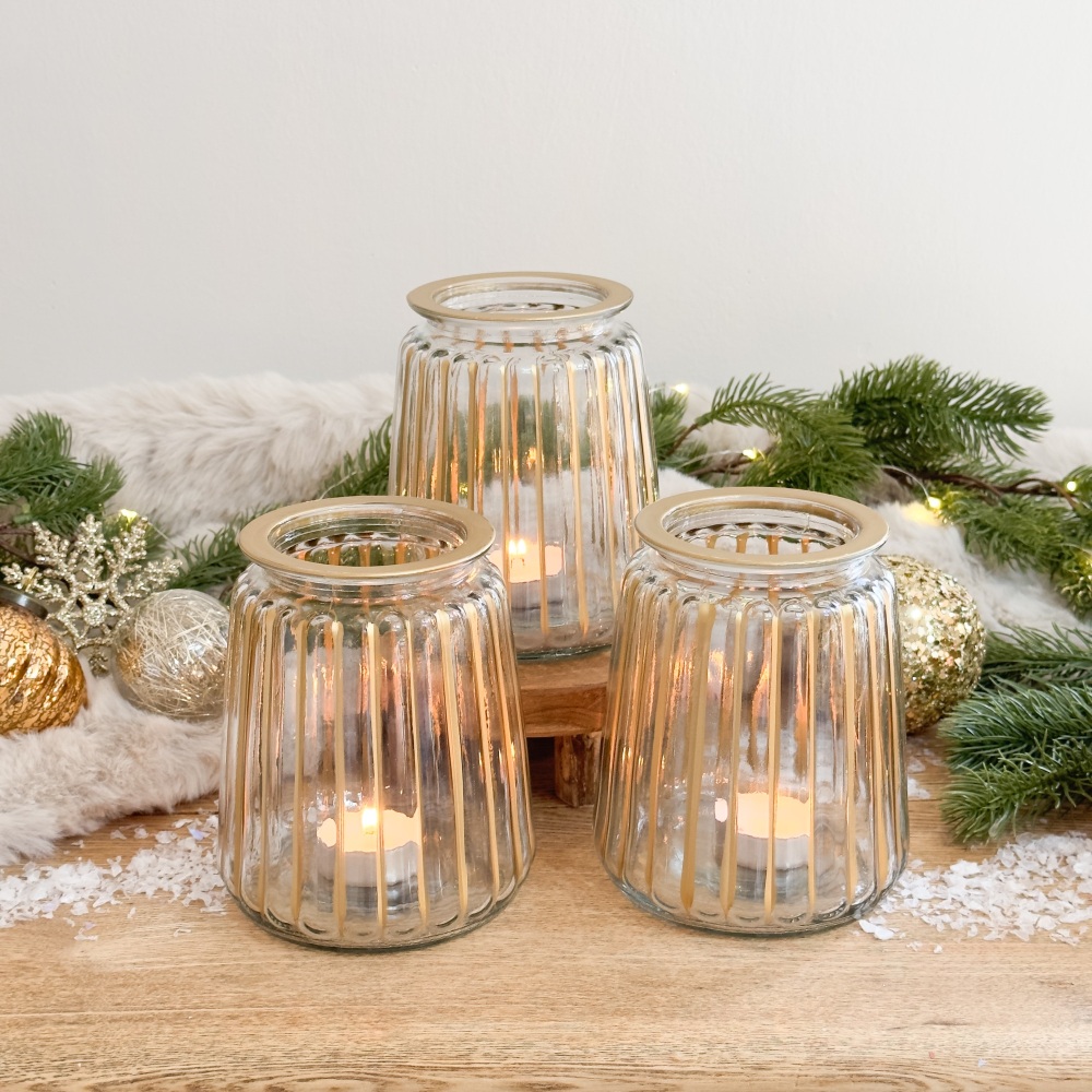 Candle Pot - Glass and Gold