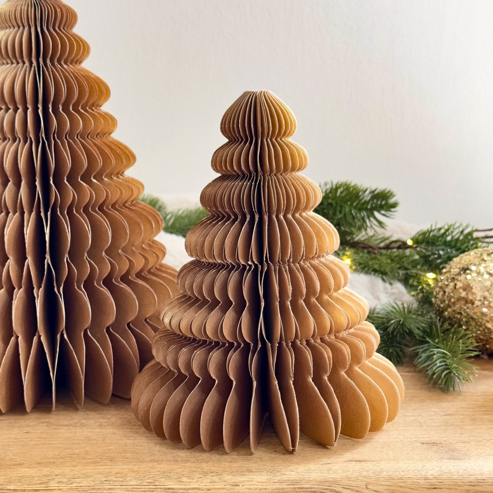 Glided Christmas - Golden  Honeycomb Trees - Set of Two