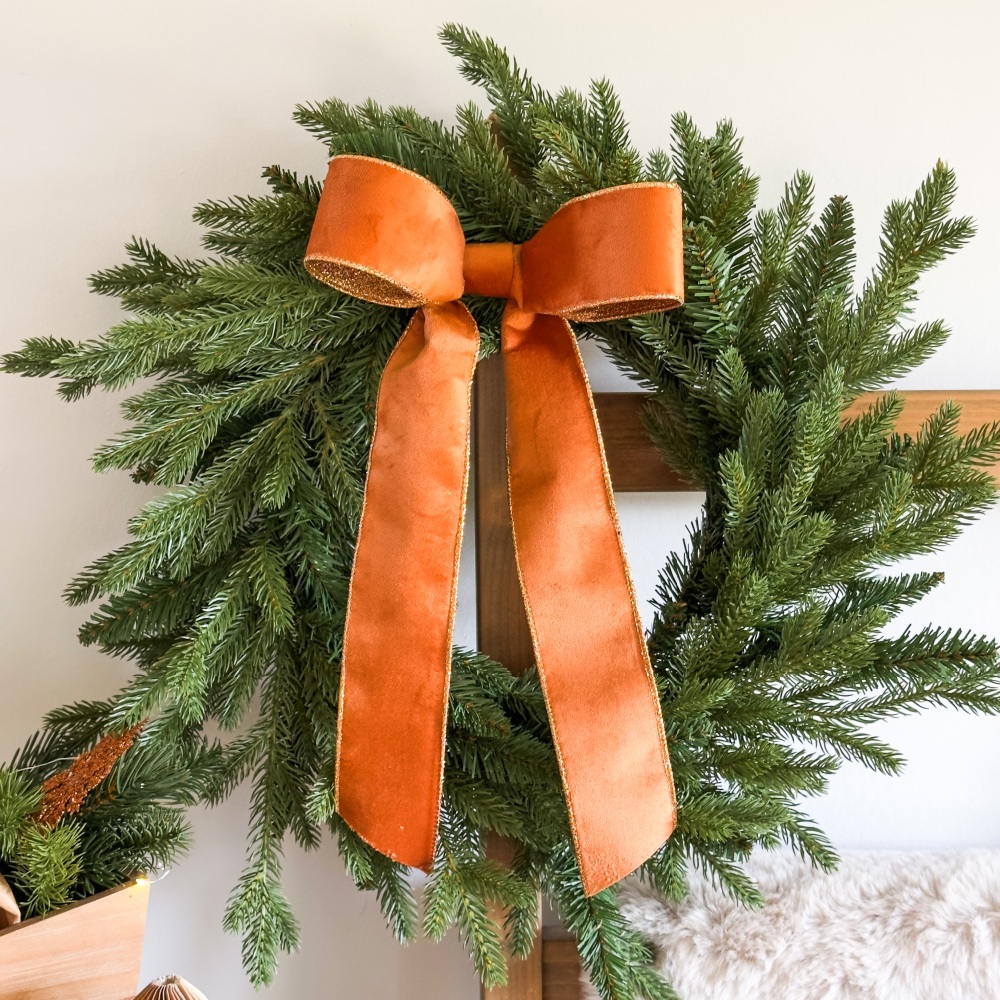 Nordic Pine  + Luxury Velvet Bow - Medium Faux Wreath