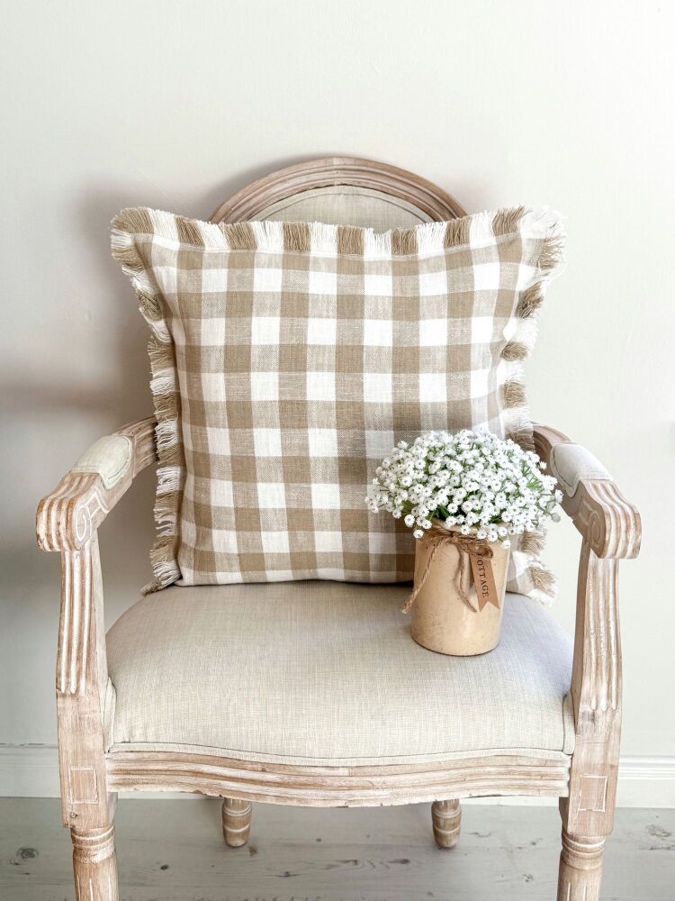 Claystone - Taupe Check - Filled Cushion