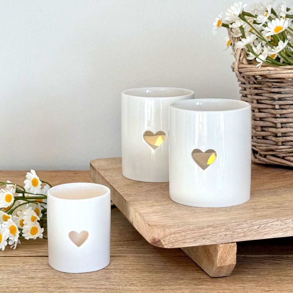 Ceramic Heart - Tea Light Holders - Set Of Two