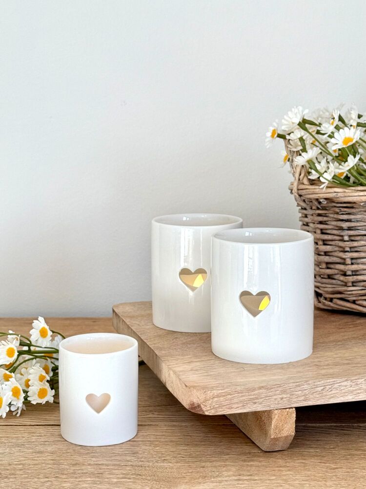 Ceramic Heart - Tea Light Holders - Set Of Two