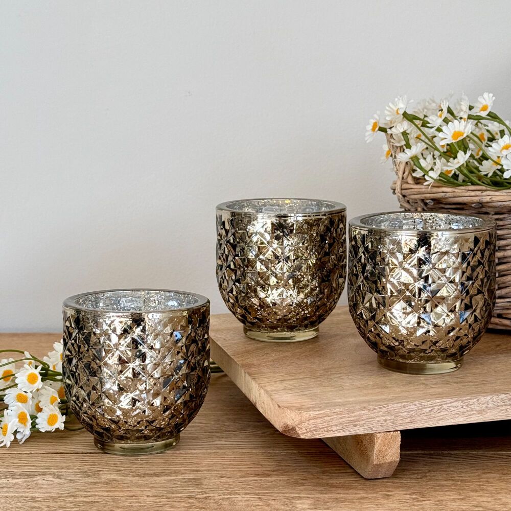 Champagne Tea Light Holder - Mercury Glass