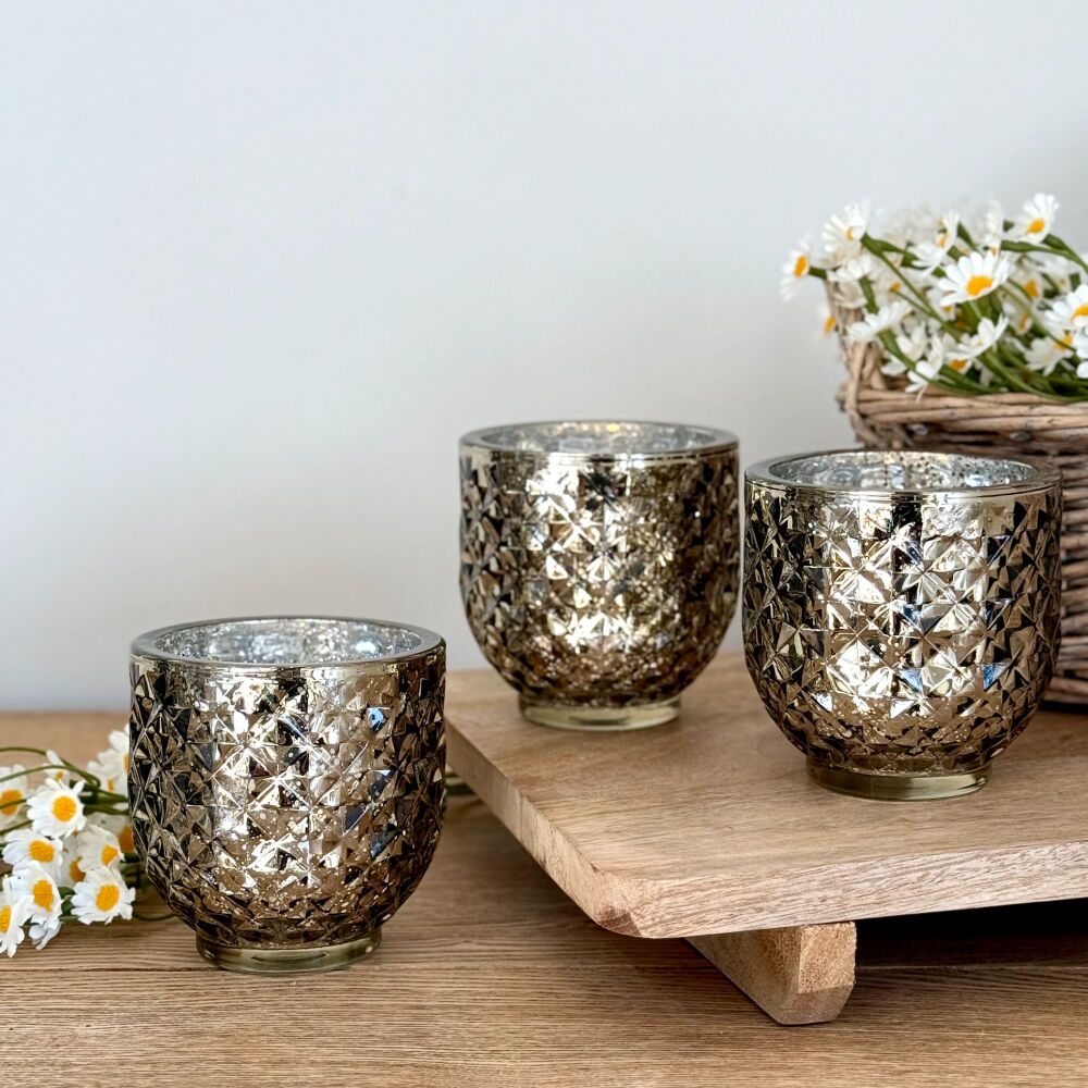 Champagne Tea Light Holder - Mercury Glass