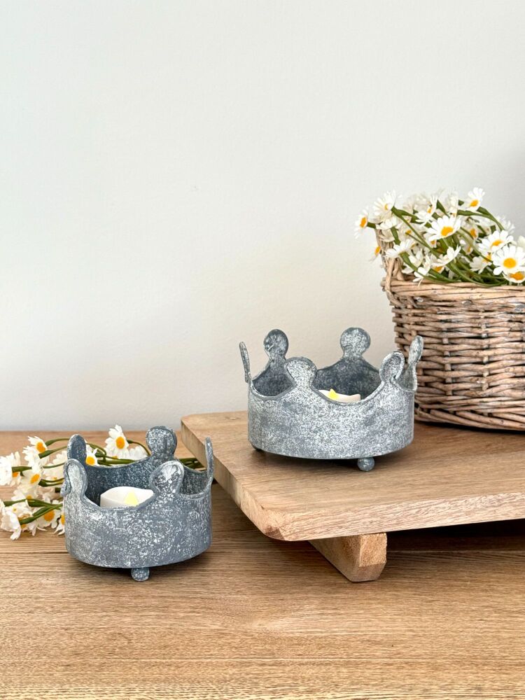 Metal French Crown - Tea Light Holder (Set of 2)