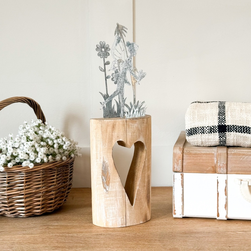Garden Fairy  - Wooden Heart Block