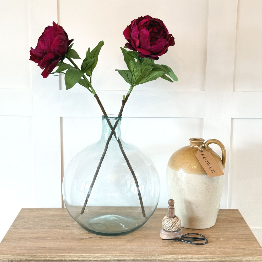 Burgundy Peony - Faux Stem