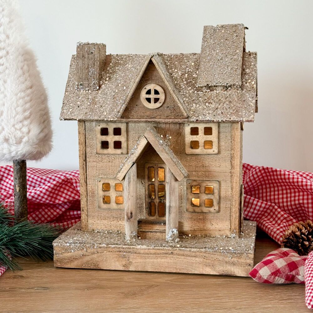 Rustic Glitter Cabin - Light Up Cabin