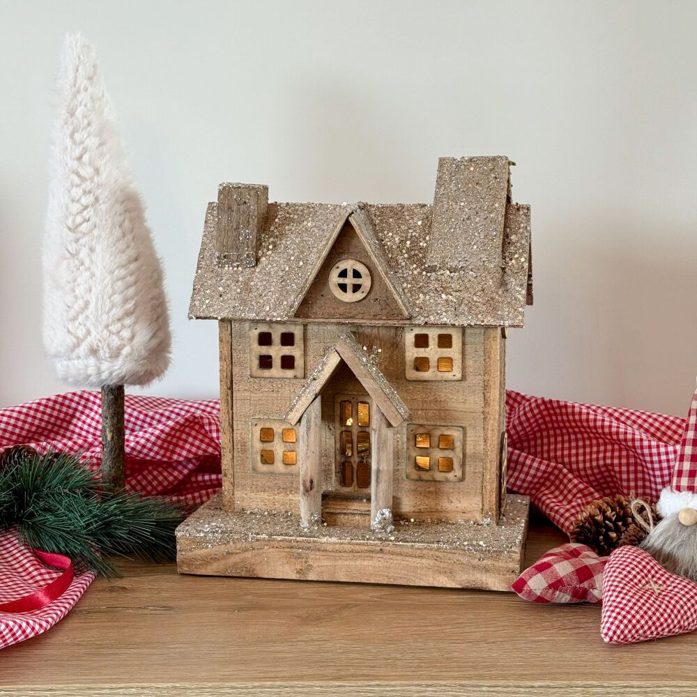 Rustic Glitter Cabin - Light Up Cabin