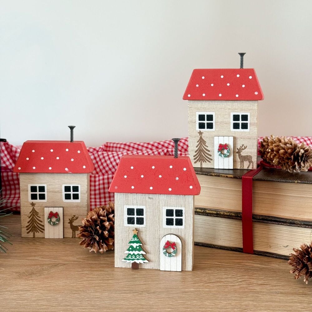 Festive House Block - Set Of Two