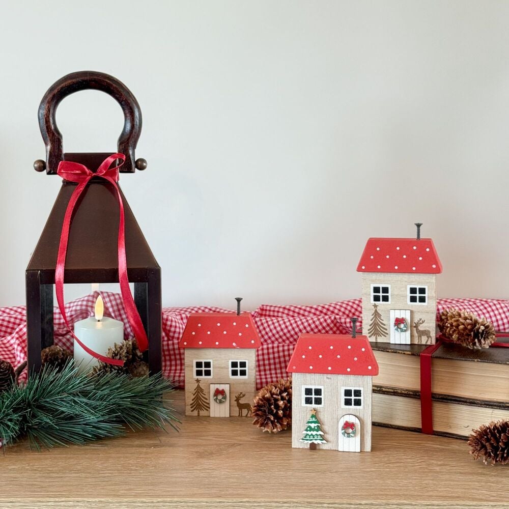 Festive House Block - Set Of Two