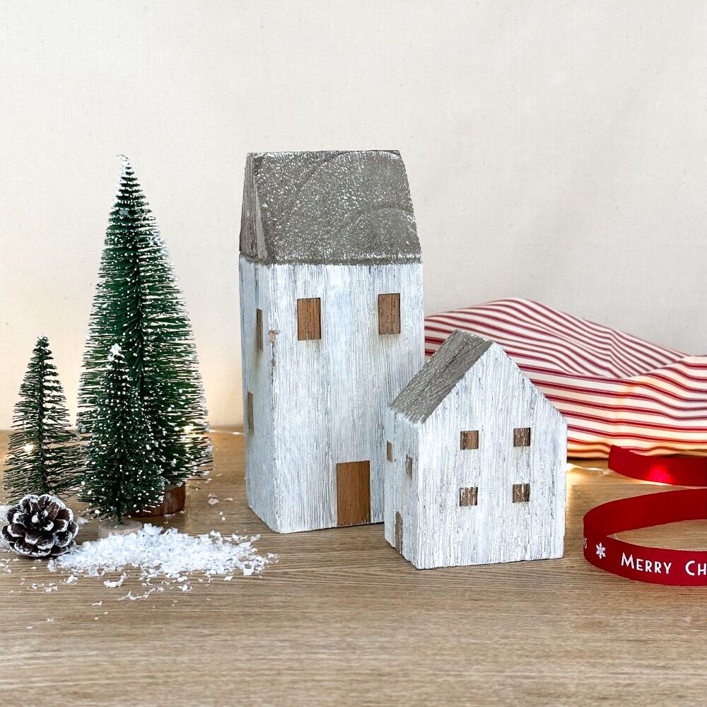 Rustic Block Houses - In Three Colours + Set Of Two