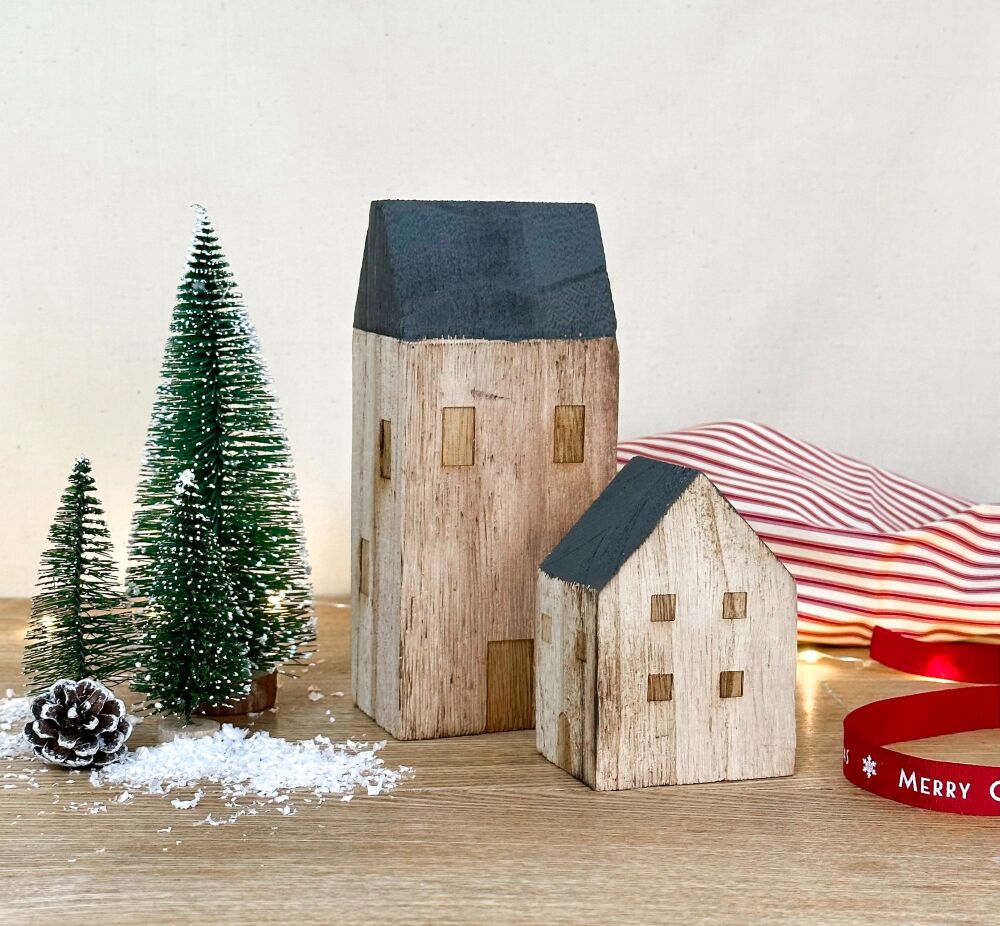 Rustic Block Houses - In Three Colours + Set Of Two