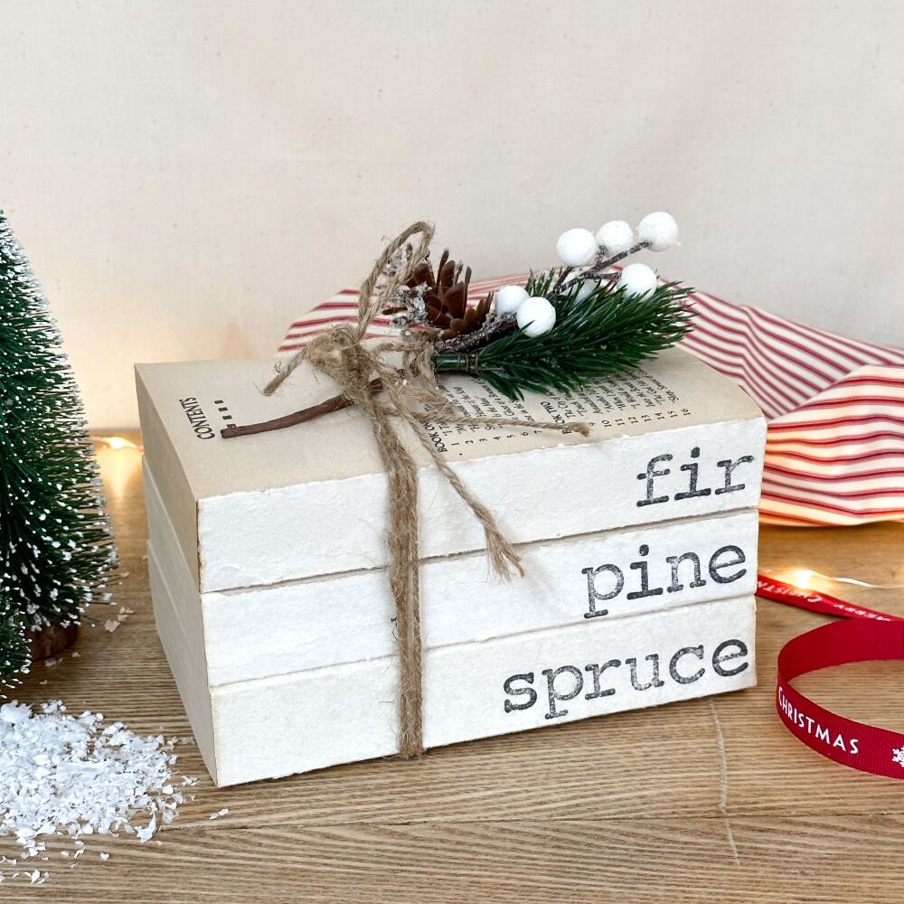 Fir - Pine - Spruce - Vintage Book Stack