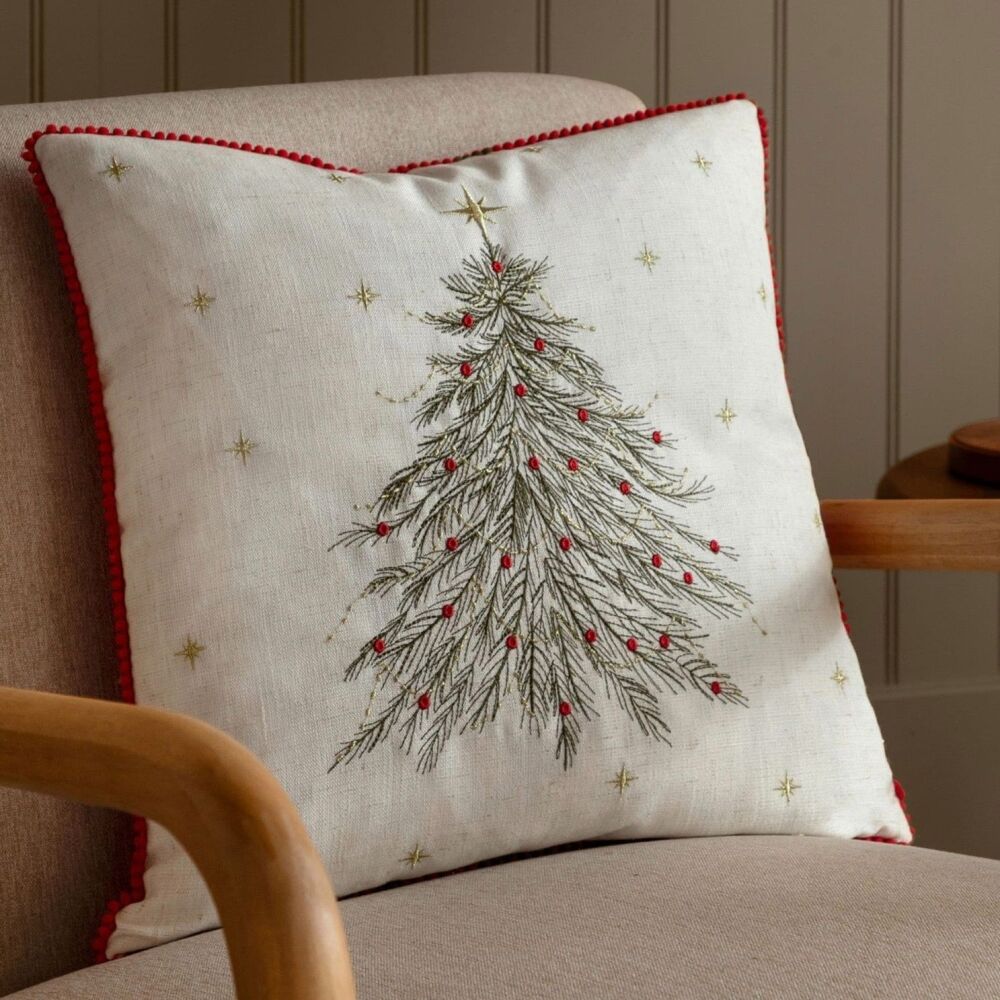Christmas Tree - Embroidered Filled Cushion