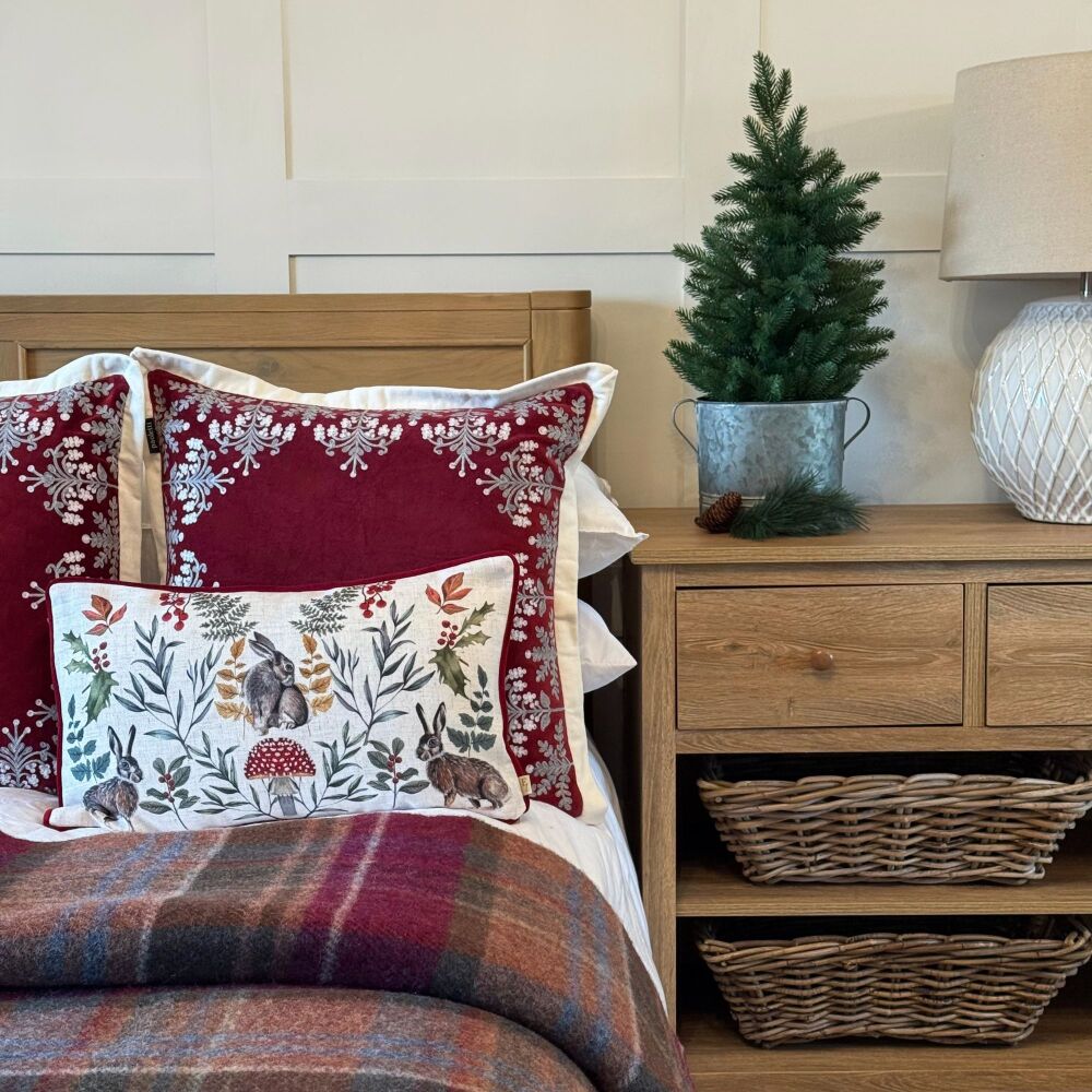 Ruby Christmas - Embroidered Filled Cushion