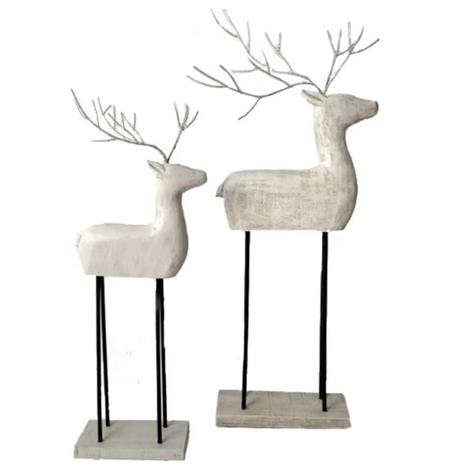 Christmas Snowy Deer - Set Of Two