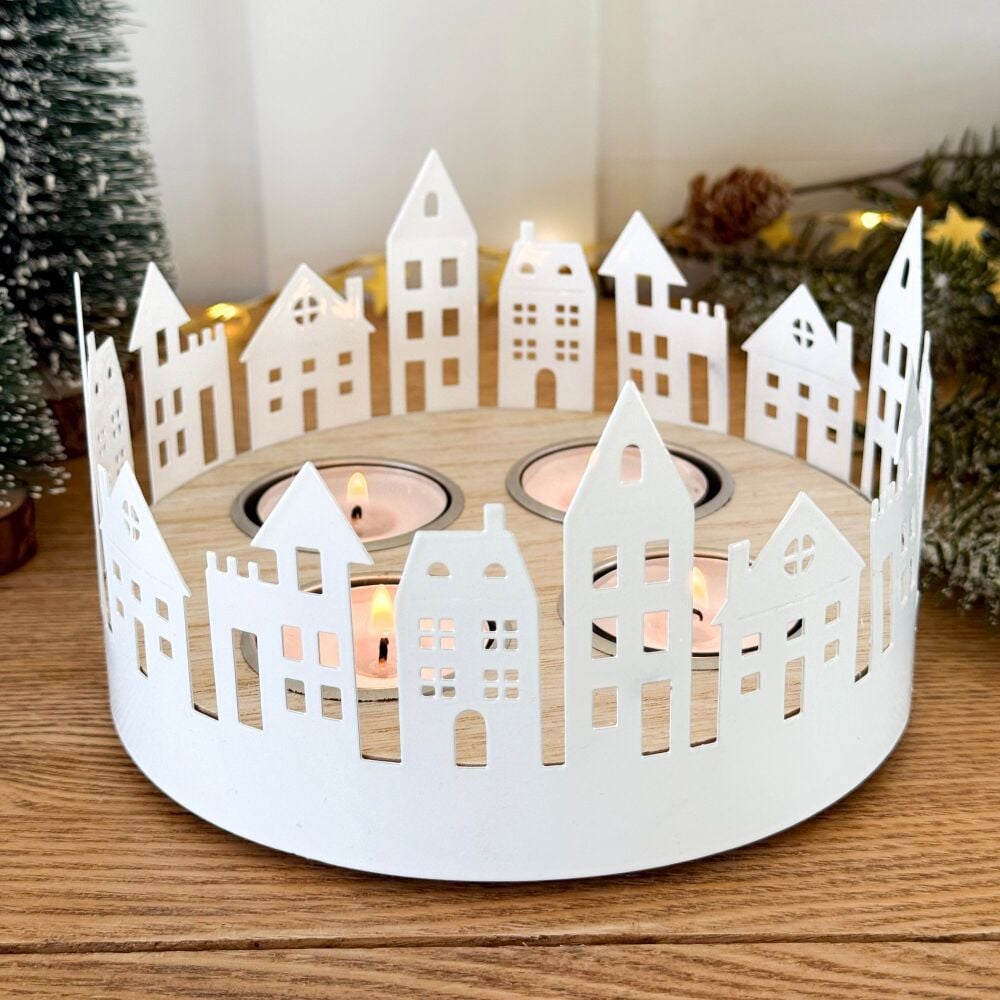 Round Houses - Tea Light Holder - White