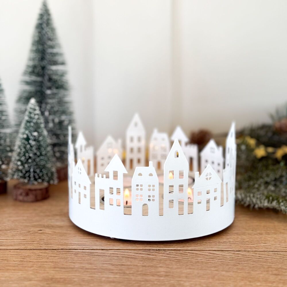 Round Houses - Tea Light Holder - White