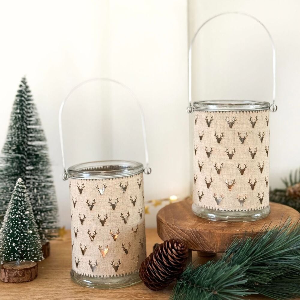 Glass and Burlap - Stag Lantern