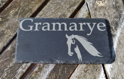 personalised slate house sign with tree image