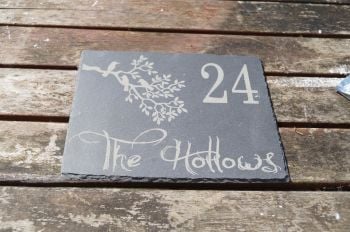 Personalised bird in branch house sign