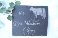 Personalised Cow Slate House Sign