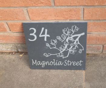 Personalised Magnolia Slate House Sign