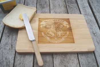 Personalised wooden cheese board, wizard and witch mystical board cult film, chopping board, cutting board serving platter