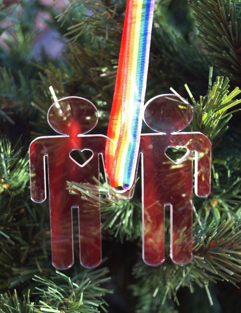 Pride, Love is Love,  personalised Christmas decoration, same sex couple, w