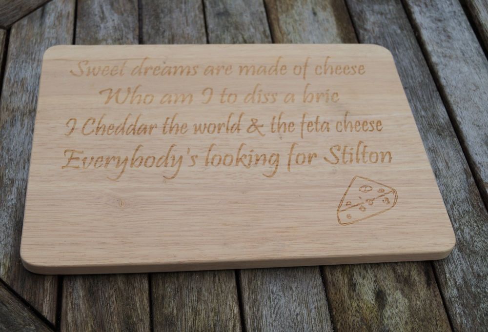 Personalised cheese board, sweet dream are made of cheese